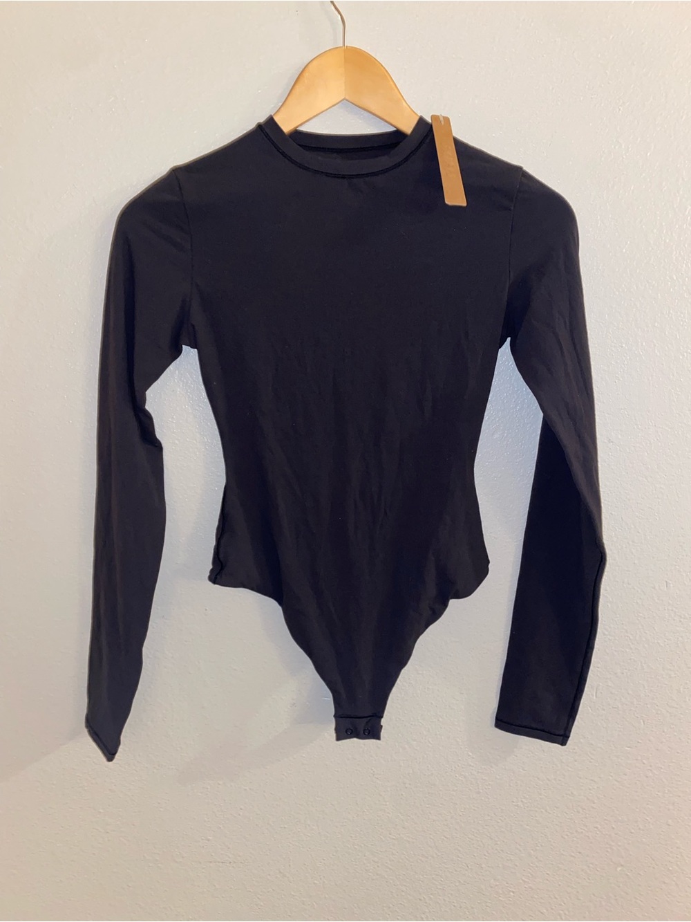 NWT SKIMS Fits Everybody Long Sleeve Bodysuit Onyx Black Size Small